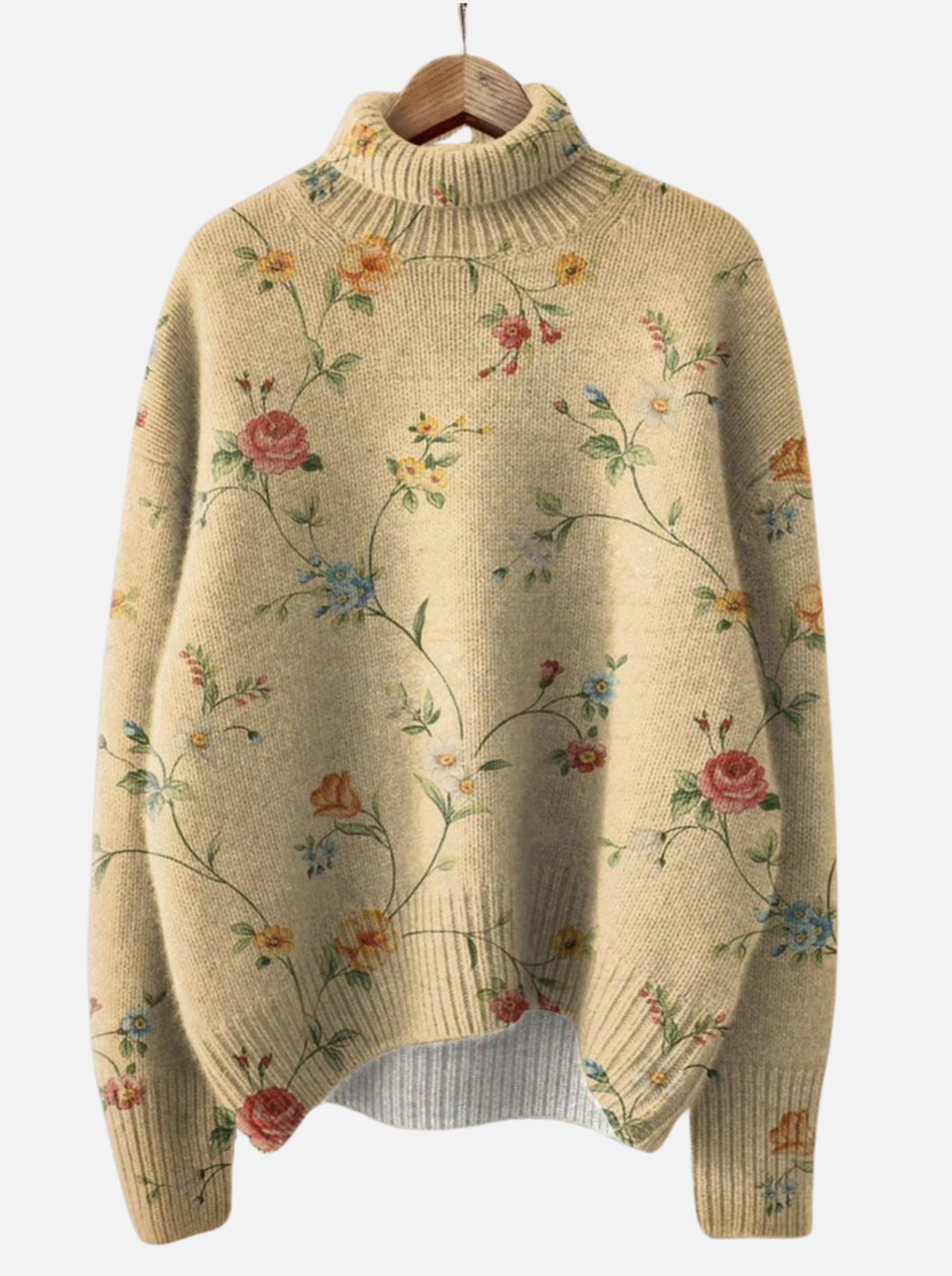 Karen - Romantic Floral Roll Neck Jumper