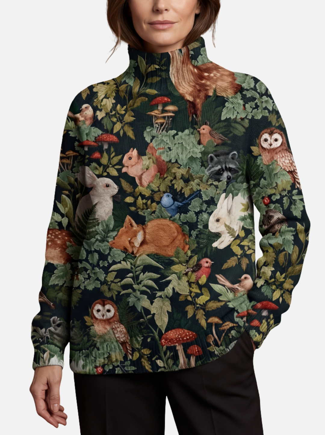 Rachel - Night Forest Roll Neck Jumper