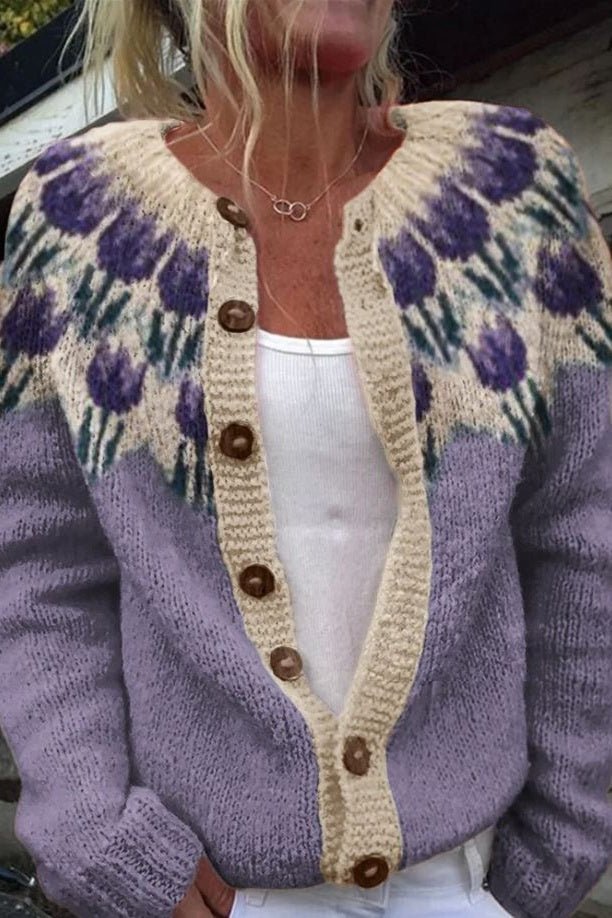 Rosemary - Blossom Print Yoke Cardigan - View 5