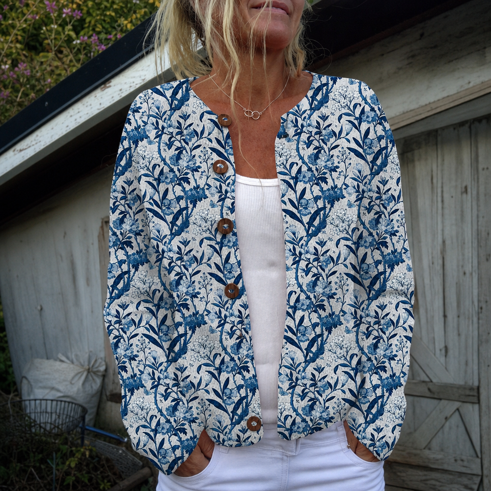 Maya - Vintage Floral Button-Front Cardigan