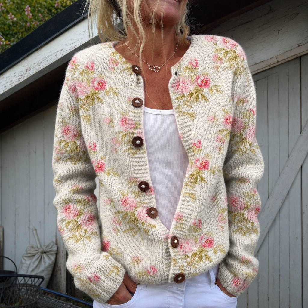 Naomi - Vintage Floral Knit Cardigan