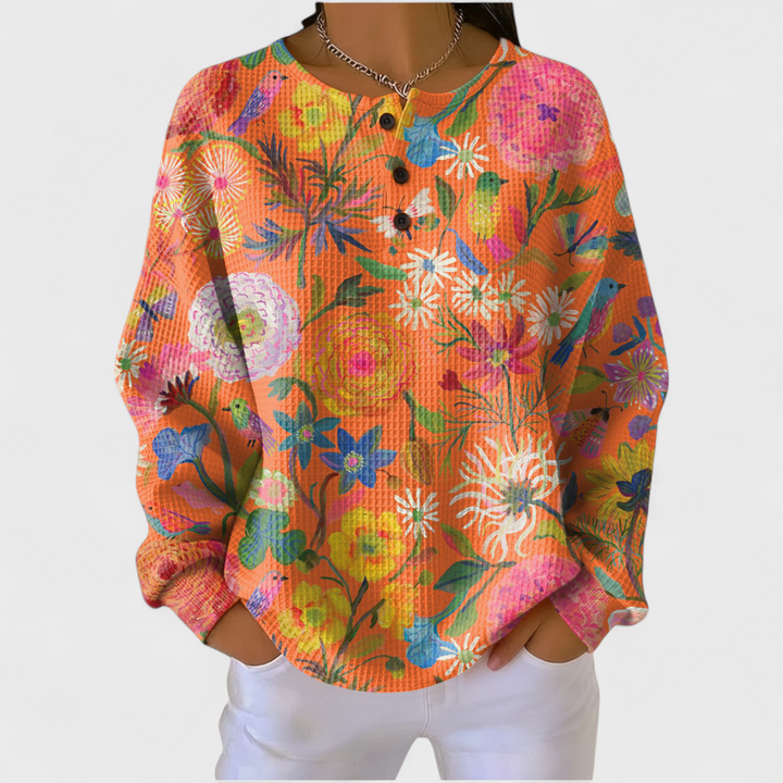 Britt - Flowers on orange - Product Photo