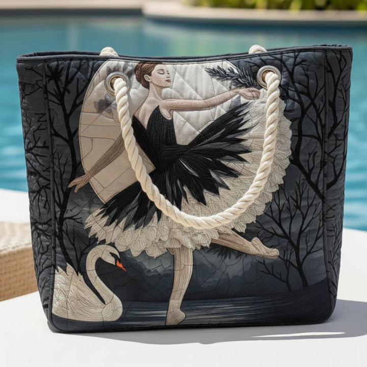 Handmade quilted beach bag - Elegant Ballerina design