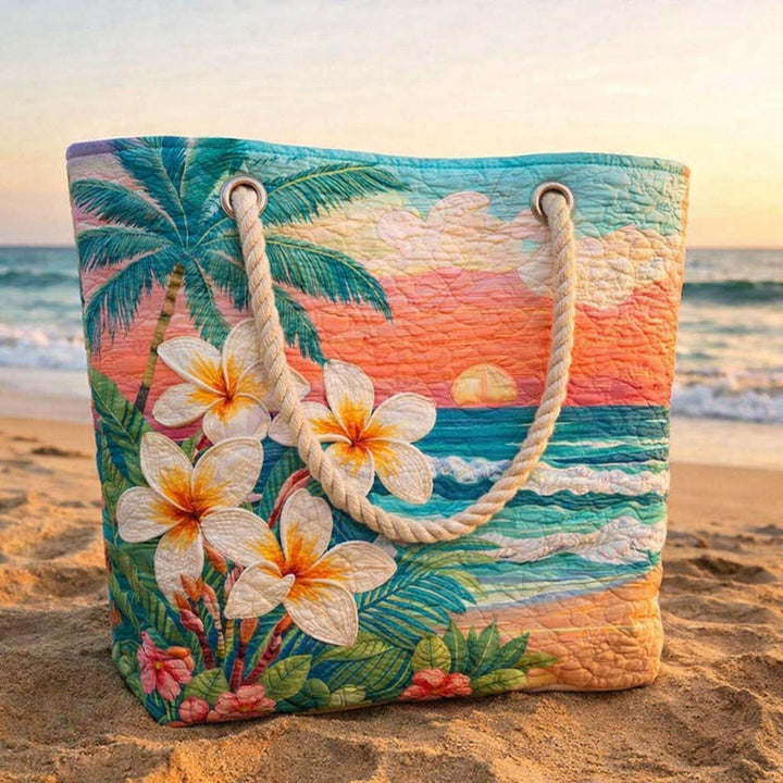 Handmade quilted beach bag - Tropical Spirit design