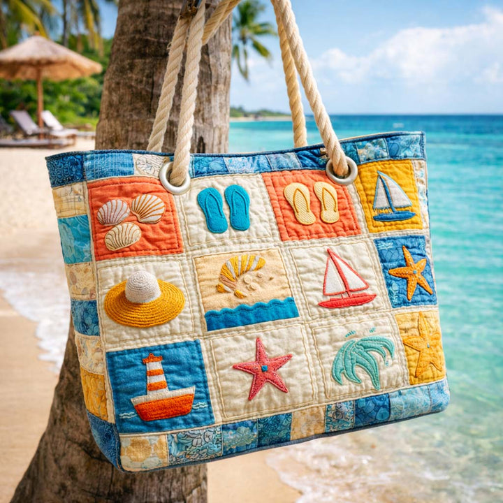 Handmade quilted beach bag