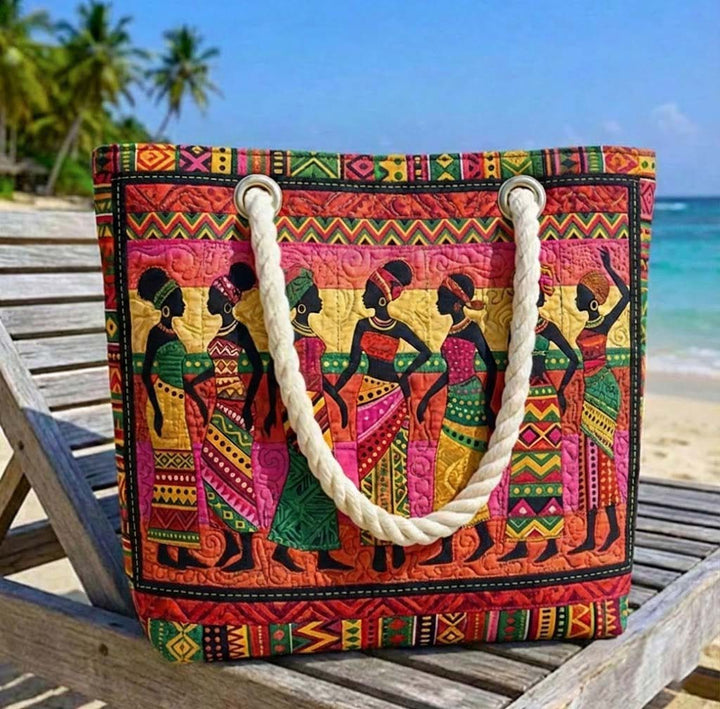 Handmade quilted beach bag - Melanin Queens design