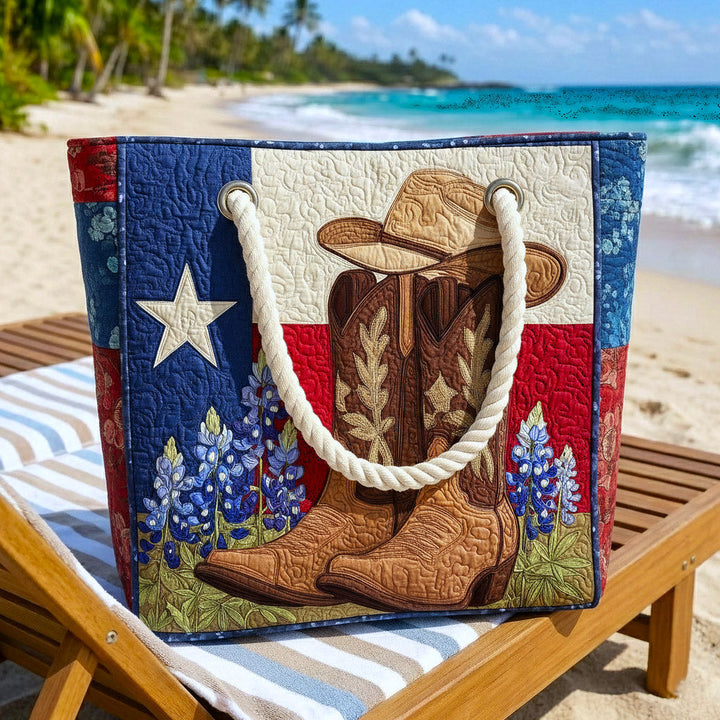Handmade quilted beach bag - Texas Pride design