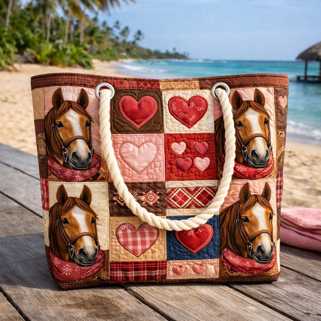 Handmade quilted beach bag - Prairie Runner design