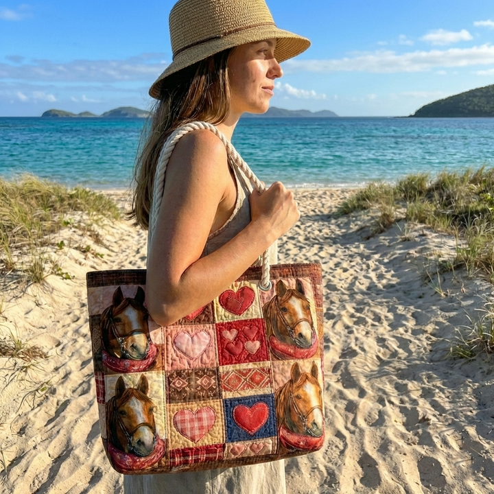 Handmade quilted beach bag - Prairie Runner design