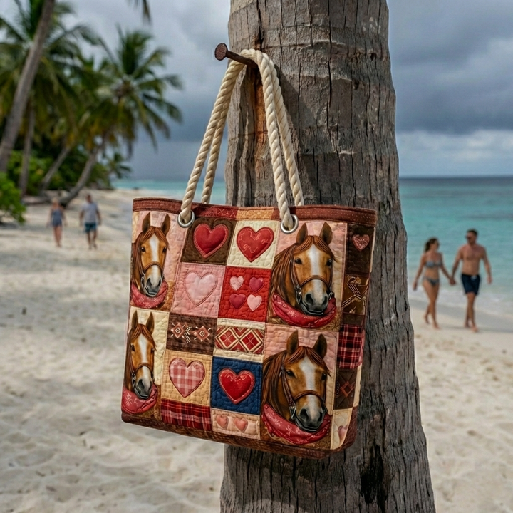 Handmade quilted beach bag - Prairie Runner design