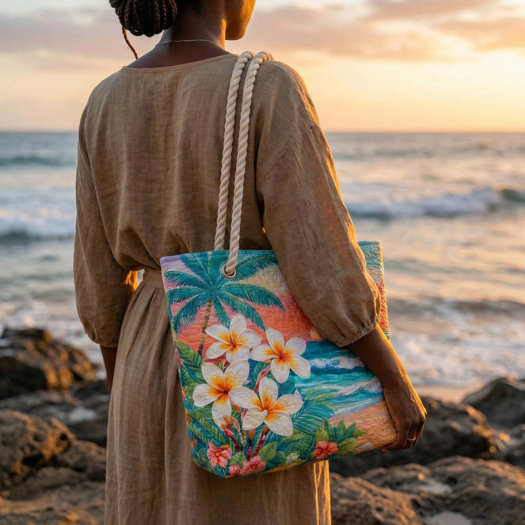 Handmade quilted beach bag - Tropical Spirit design