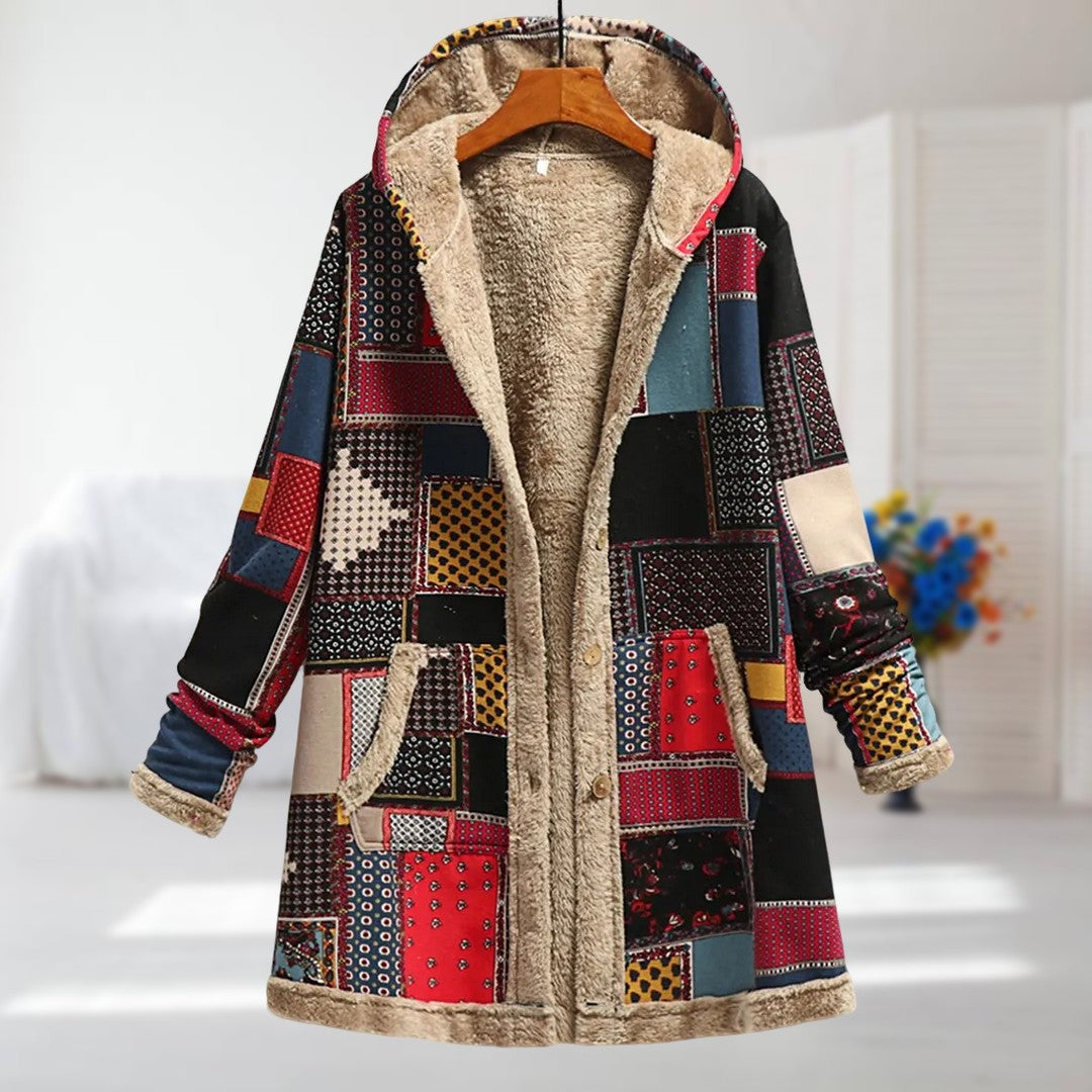 Ilaria - Patchwork Print Hooded Coat