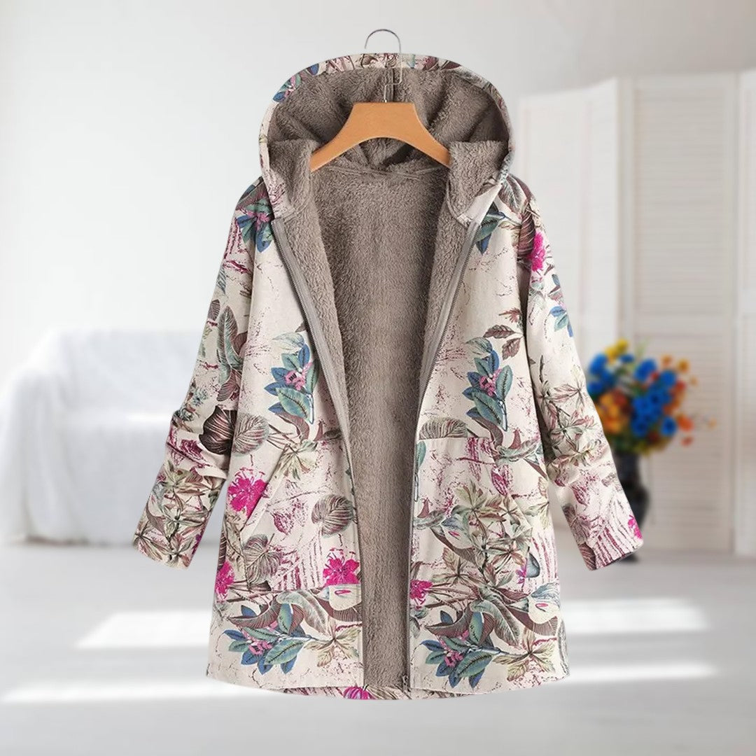 Valentina - Ivory Floral Hooded Coat