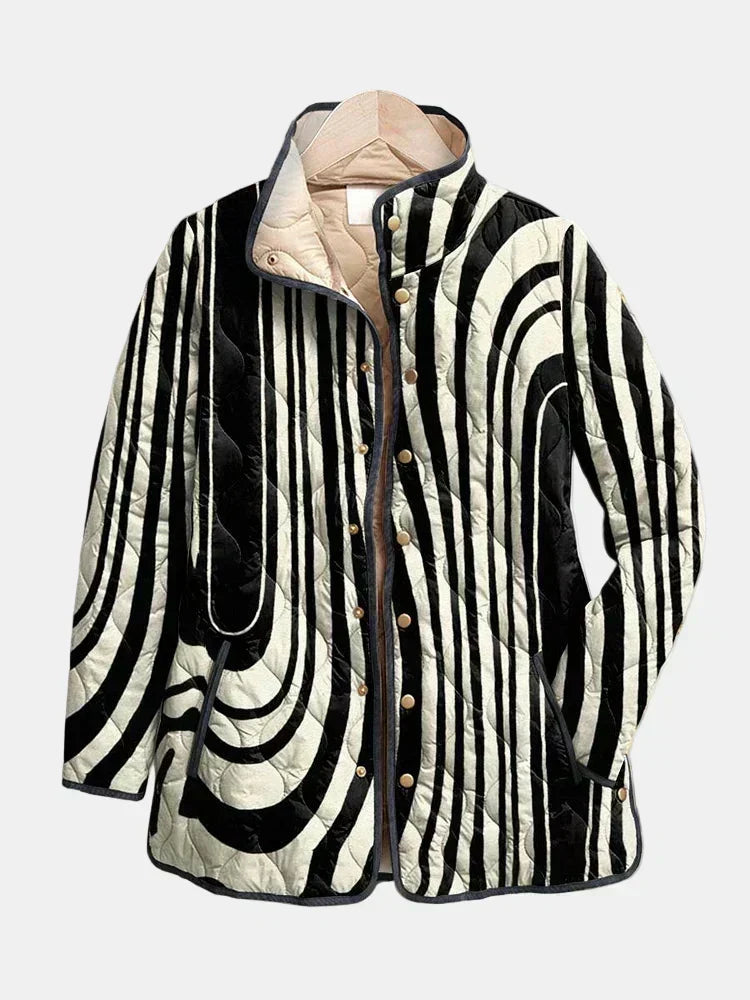 Isla - Casual Quilted Jacket with Abstract Geometric Design