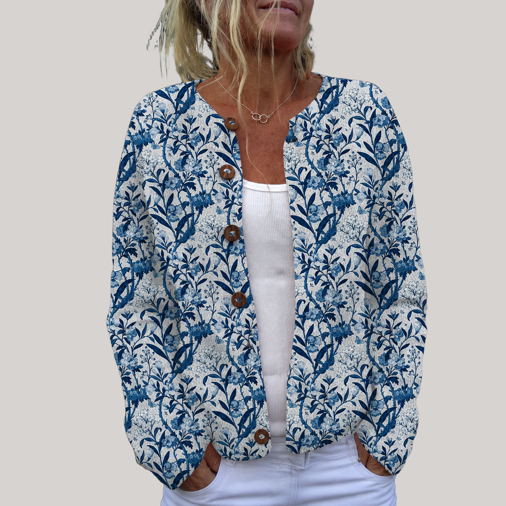 Maya - Vintage Floral Button-Front Cardigan