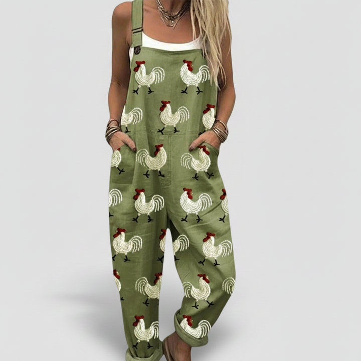 Charlotte - Olive Rooster Jumpsuit