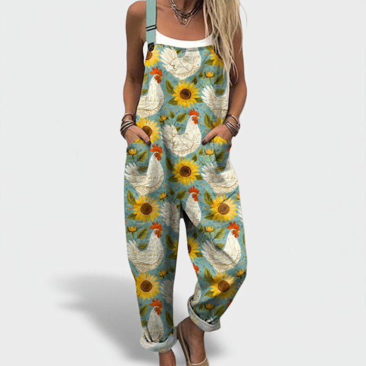 Edith - Sunflower &amp; Rooster Jumpsuit