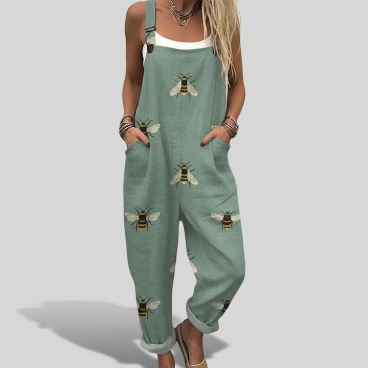 Isla – Flowing Green Bee Jumpsuit