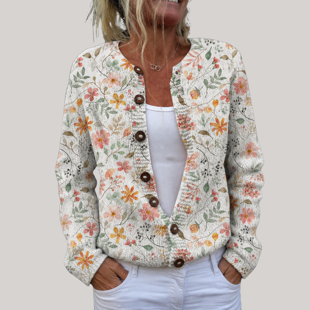 Hannah - Vintage Floral Knit Cardigan