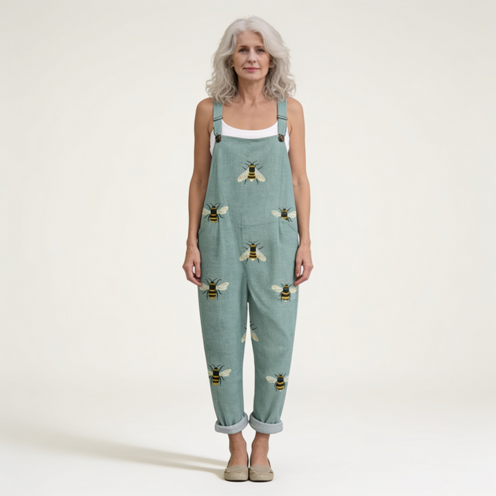 Isla – Flowing Green Bee Jumpsuit