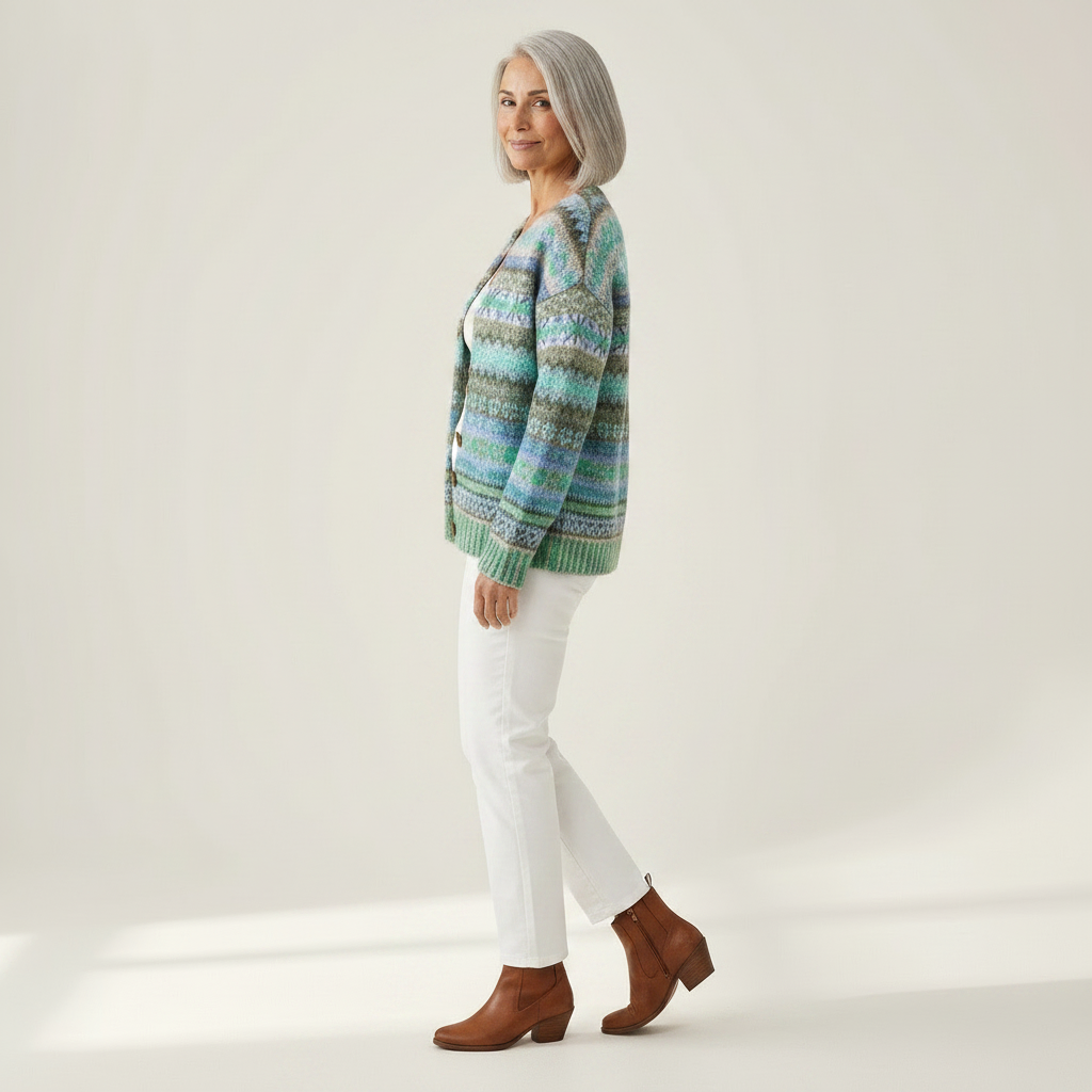 Bettina - Nordic Pastel Print Cardigan - View 2
