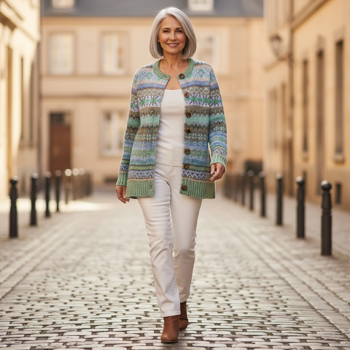 Bettina - Nordic Pastel Print Cardigan - View 4