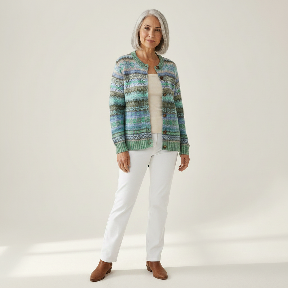 Bettina - Nordic Pastel Print Cardigan - View 1