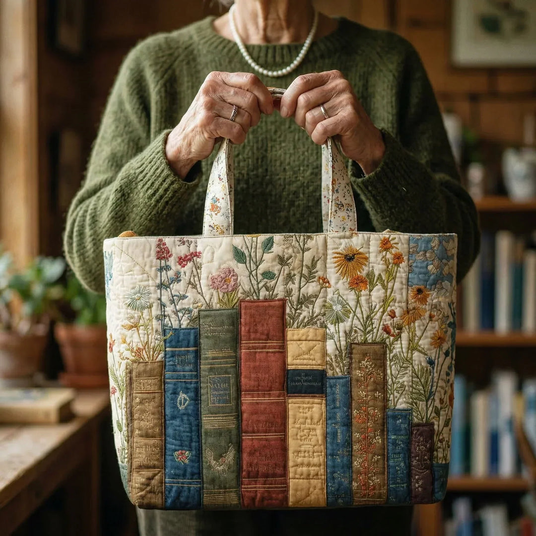 Books Flowers Handmade Bag