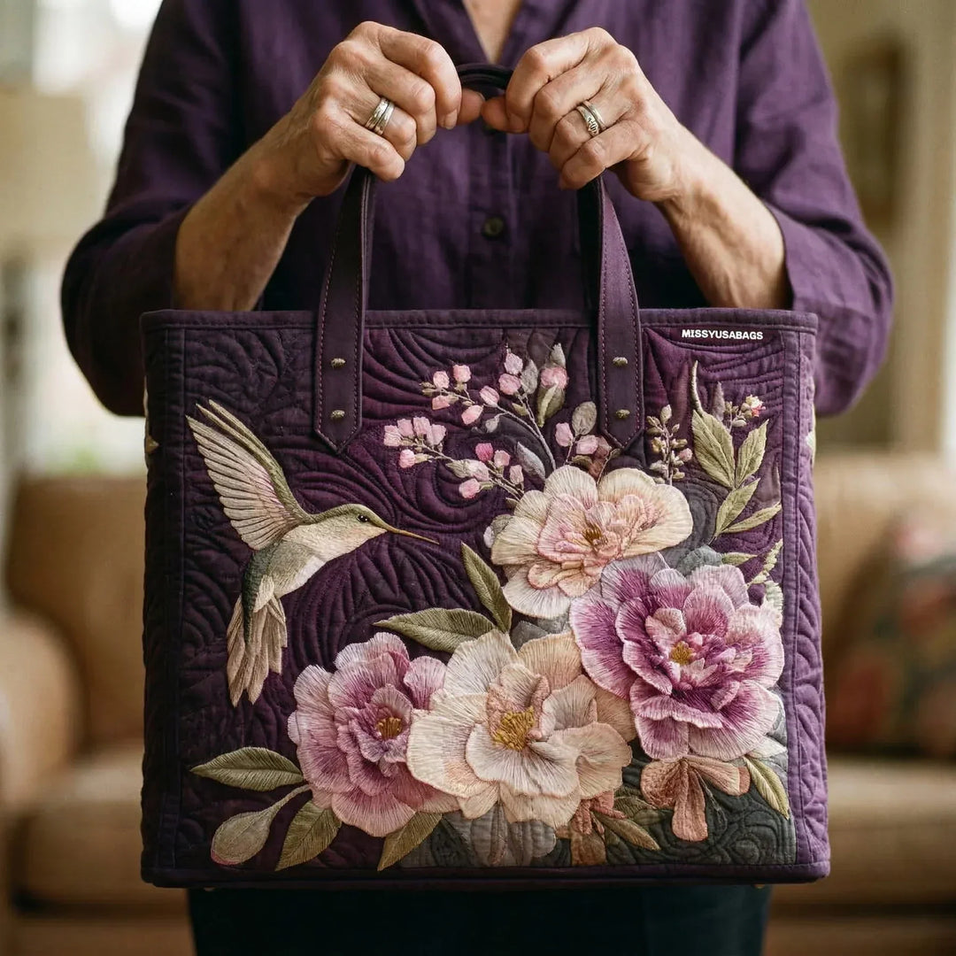 Hummingbirds Orchids Handmade Bag