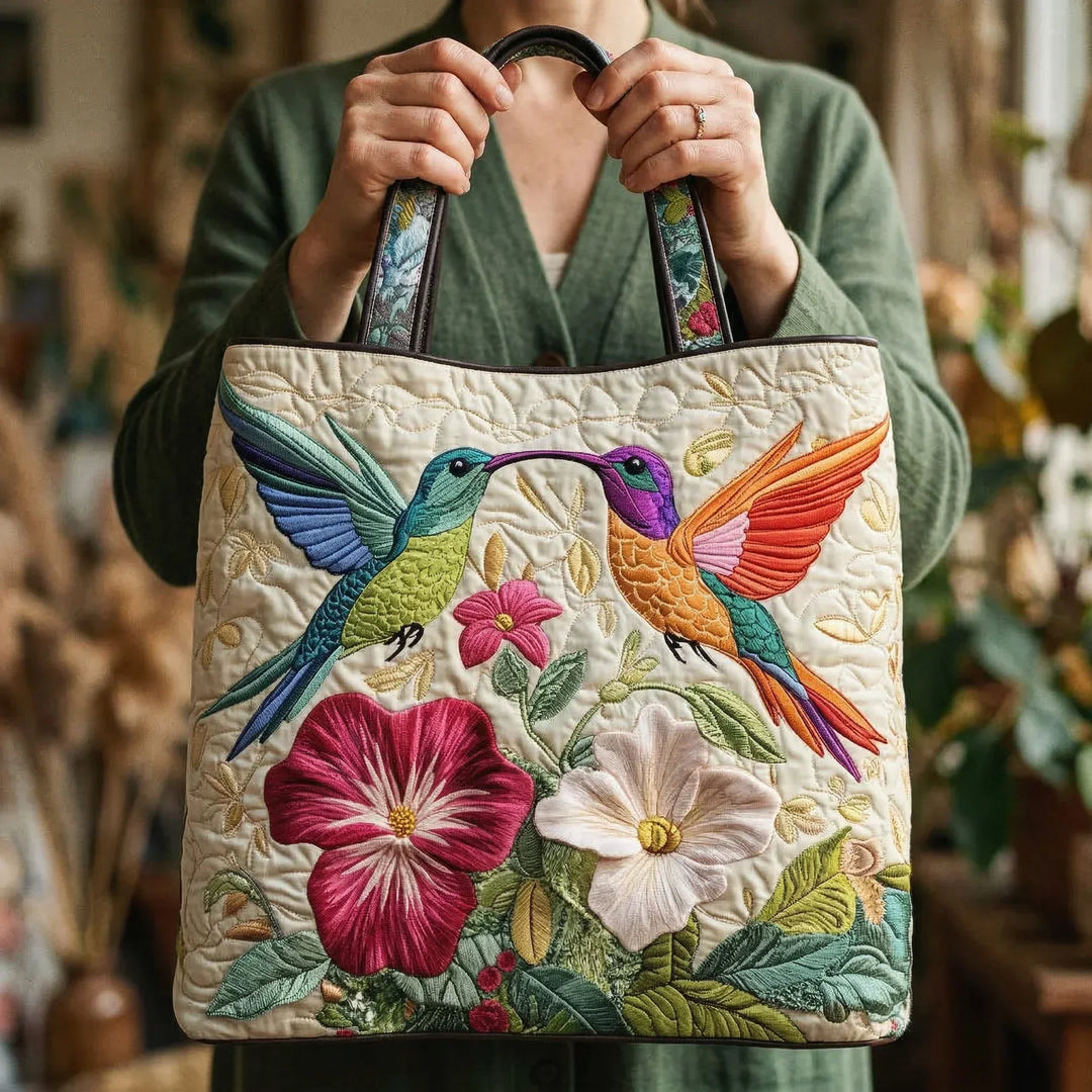Hummingbird &amp; Flowers Handmade Bag