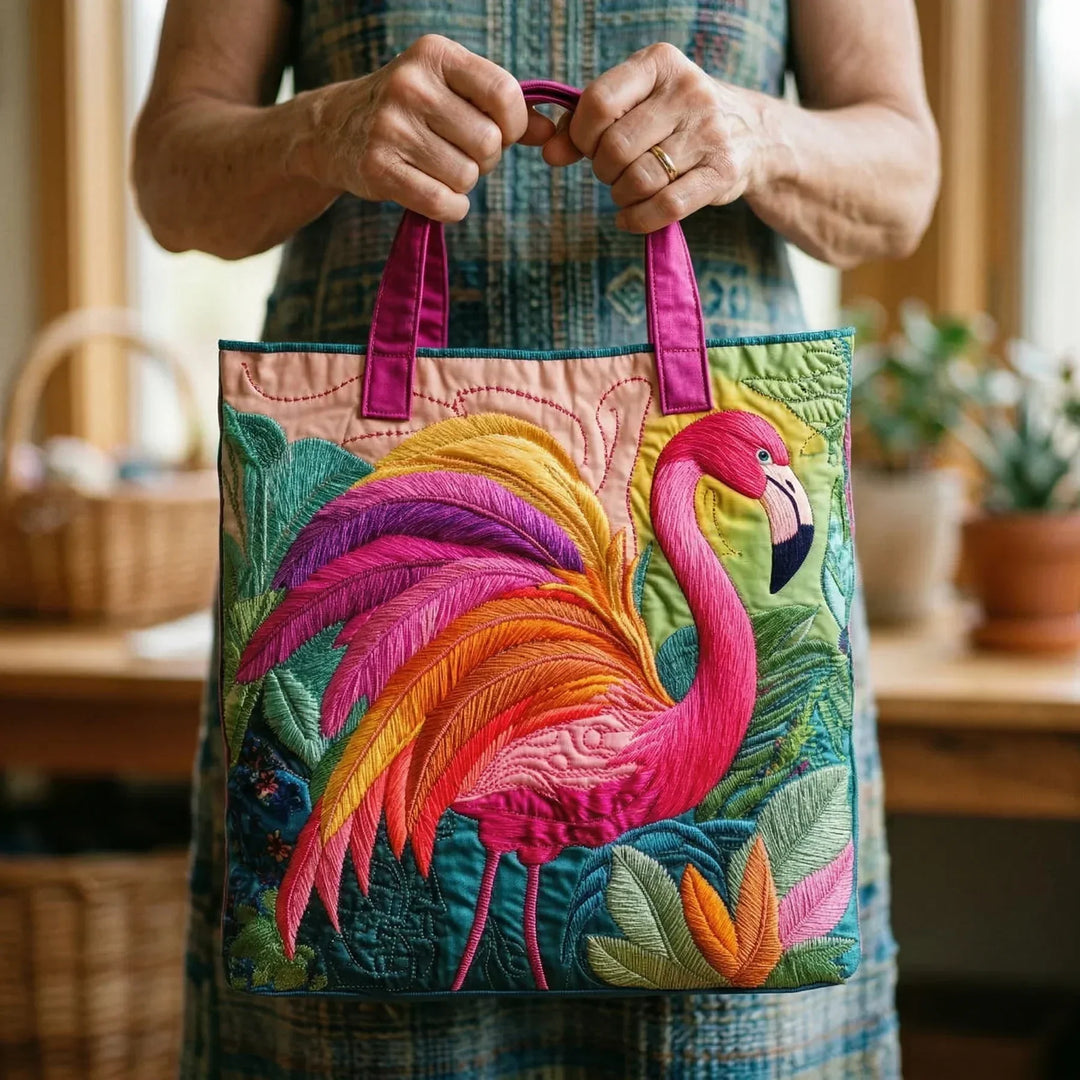Rainbow Flamingo Handmade Bag