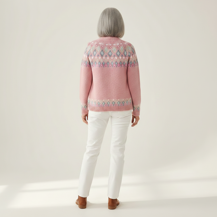 Eleanor - Pink Diamond Print Cardigan - View 3