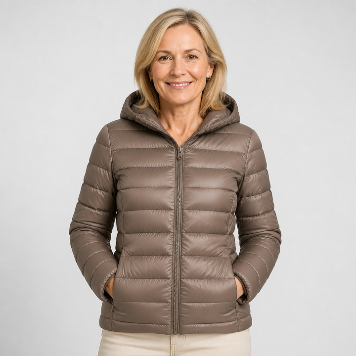 Grace - Champagne Hooded Puffer Jacket