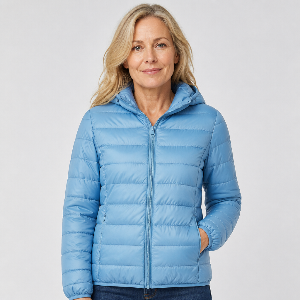 Pauline - Light Blue Hooded Puffer Jacket