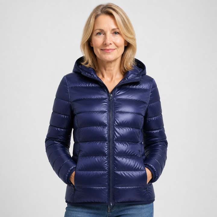Alison - Navy Hooded Puffer Jacket