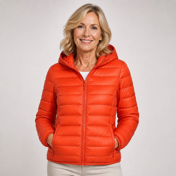 Ruth - Orange Hooded Puffer Jacket