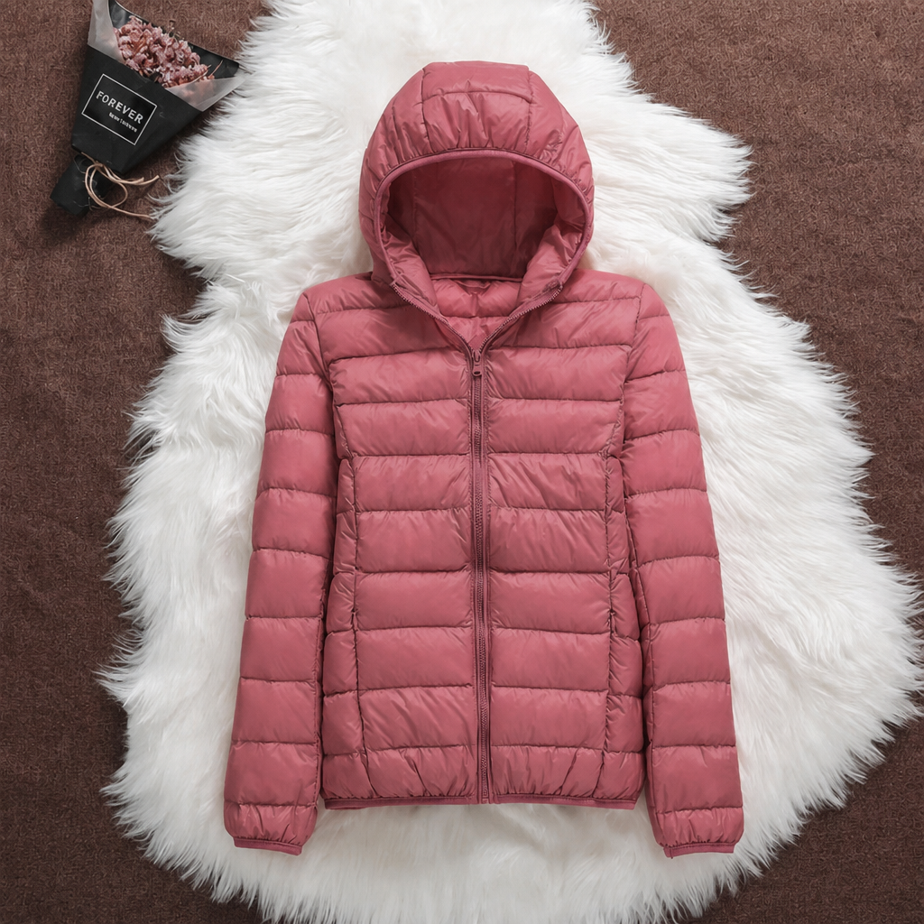 Stephanie - Pink Hooded Puffer Jacket