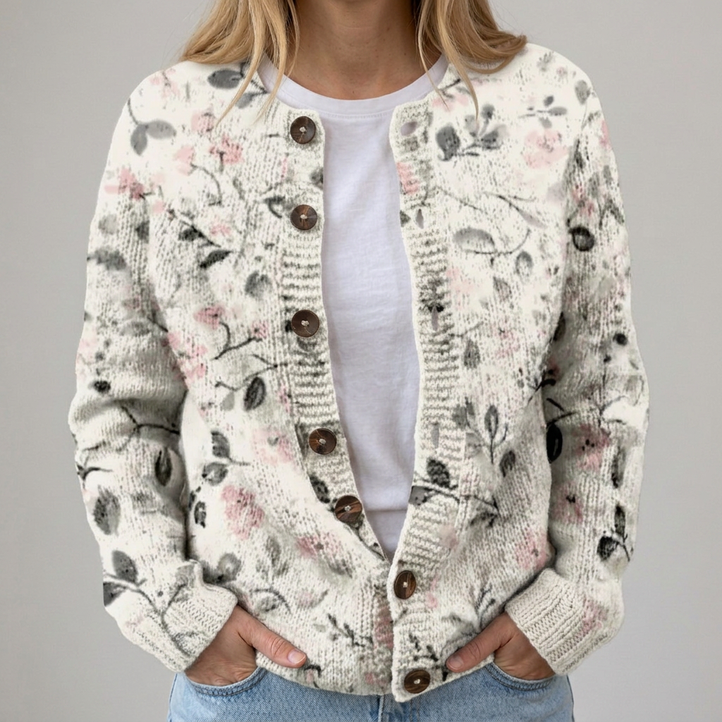 Caoimhe - Ink Wash Floral Cardigan - Product Photo