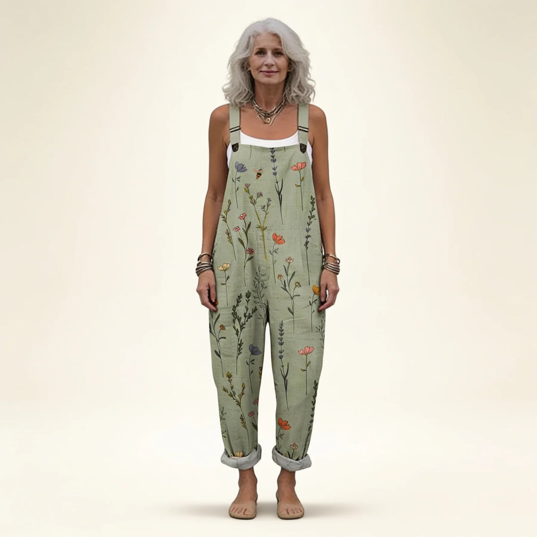 Élise – Flowing Sage Botanical Jumpsuit