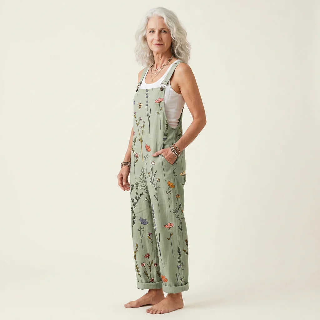 Élise – Flowing Sage Botanical Jumpsuit