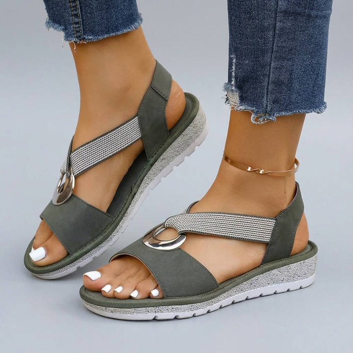 Moya Elastic-Strap Orthopaedic Sandals - Persimmon