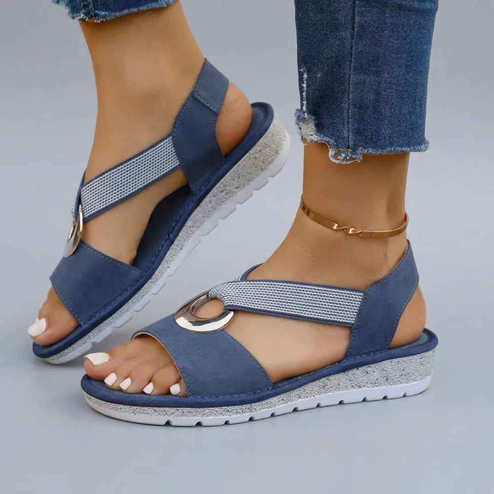 Moya Elastic-Strap Orthopaedic Sandals - Blue