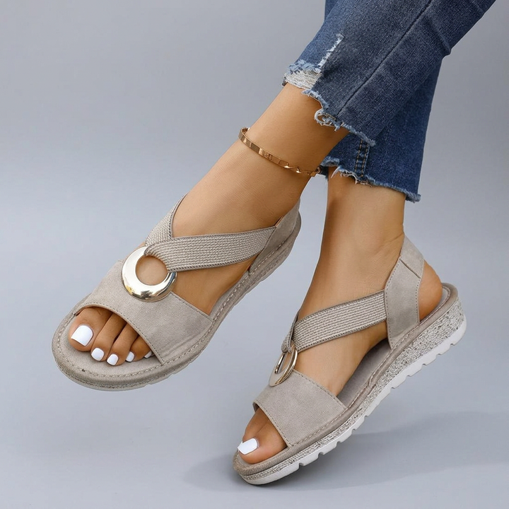 Moya Elastic-Strap Orthopaedic Sandals - Beige