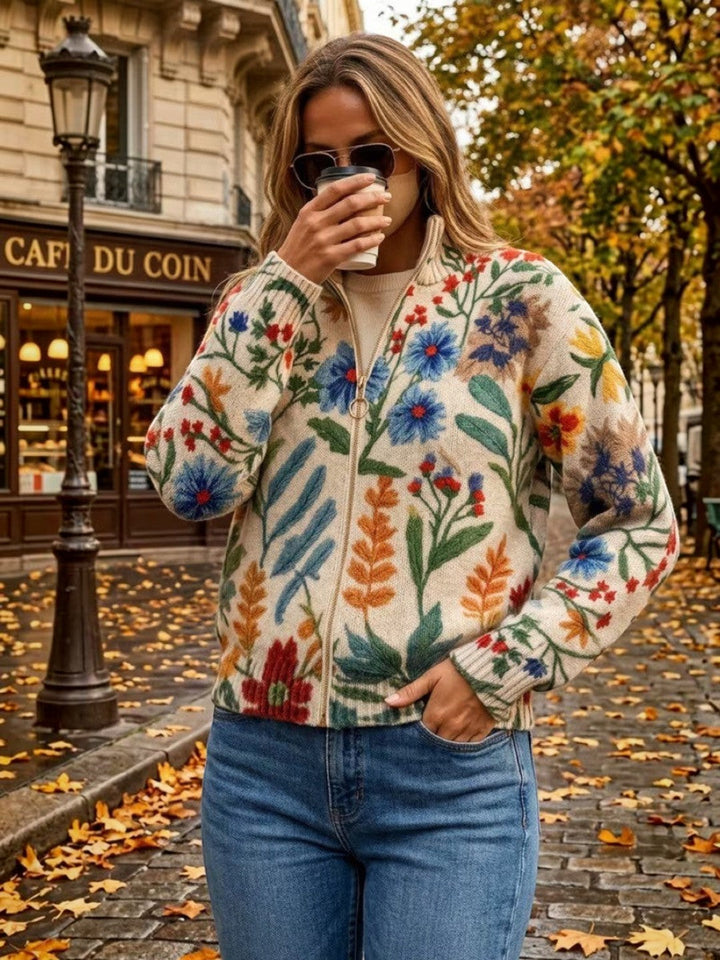 Hailey - Vintage Floral Garden Zip Cardigan - View 6