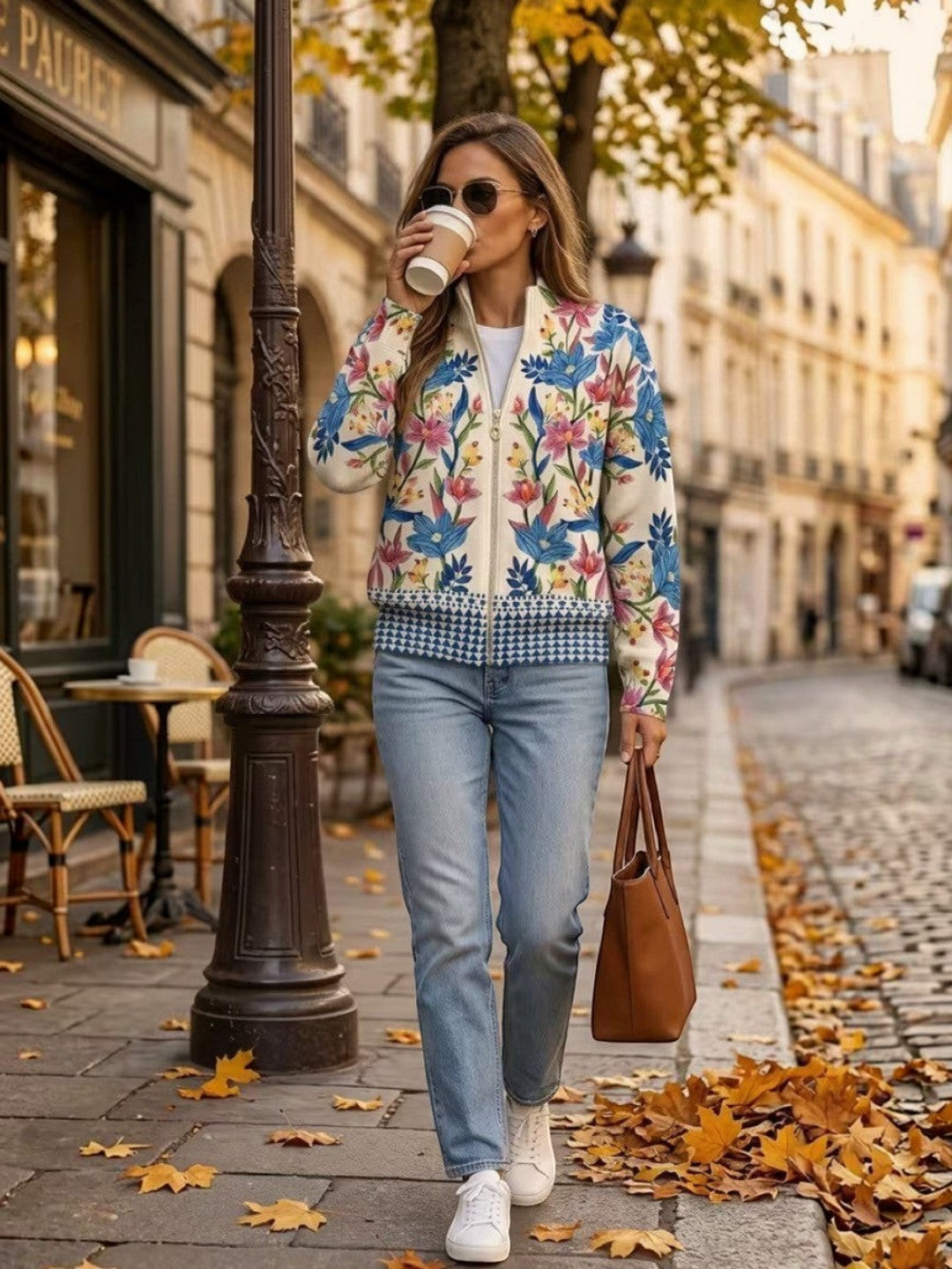 Hailey - Vintage Floral Garden Zip Cardigan - View 5
