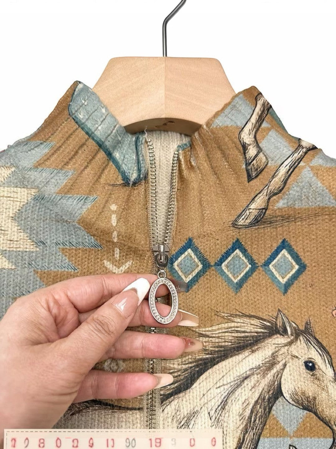 Kaitlyn - Desert Horse and Cactus Zip Cardigan - View 6