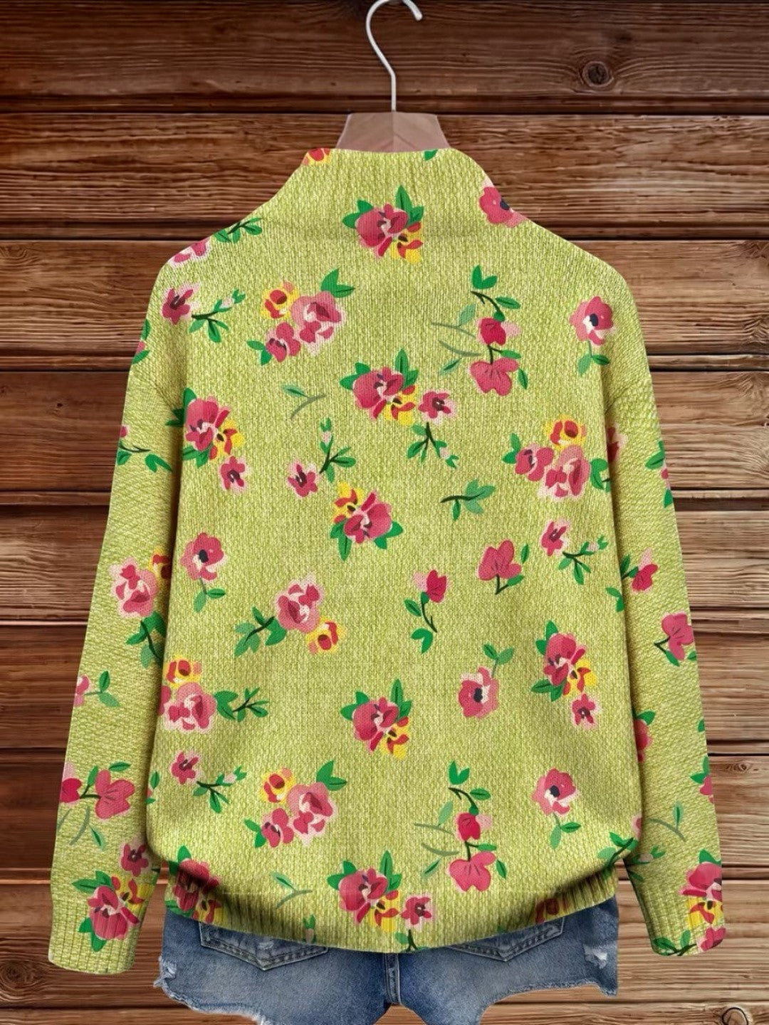 Lauren - Pink Floral Lime Zip Cardigan - View 7