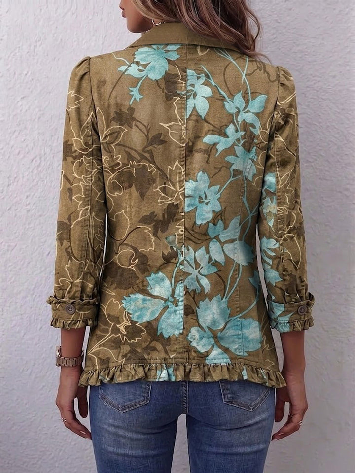 Lily - Boho Gradient Vintage Floral Ruffle Jacket