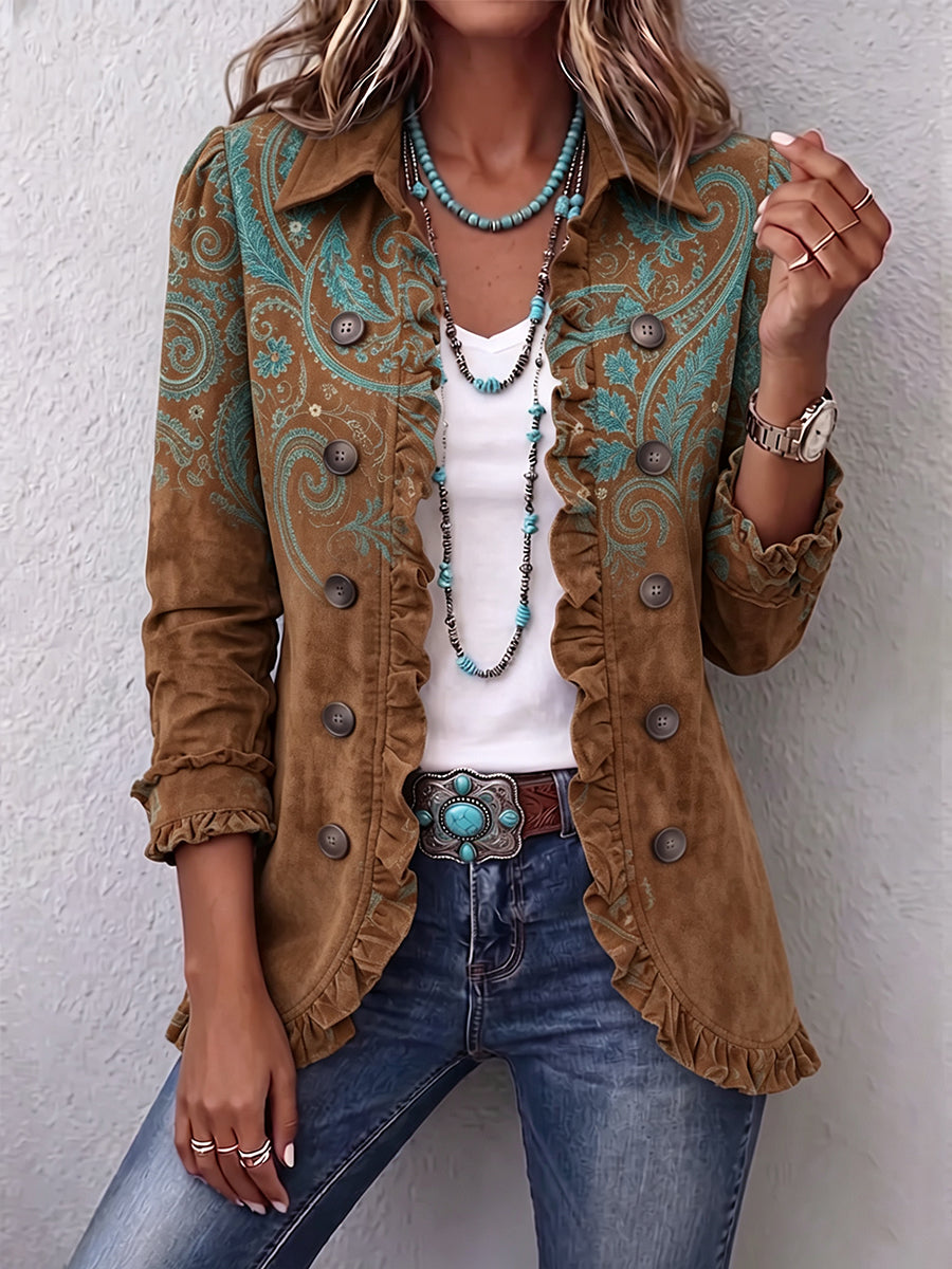 Grace - Paisley Print Ruffle Jacket