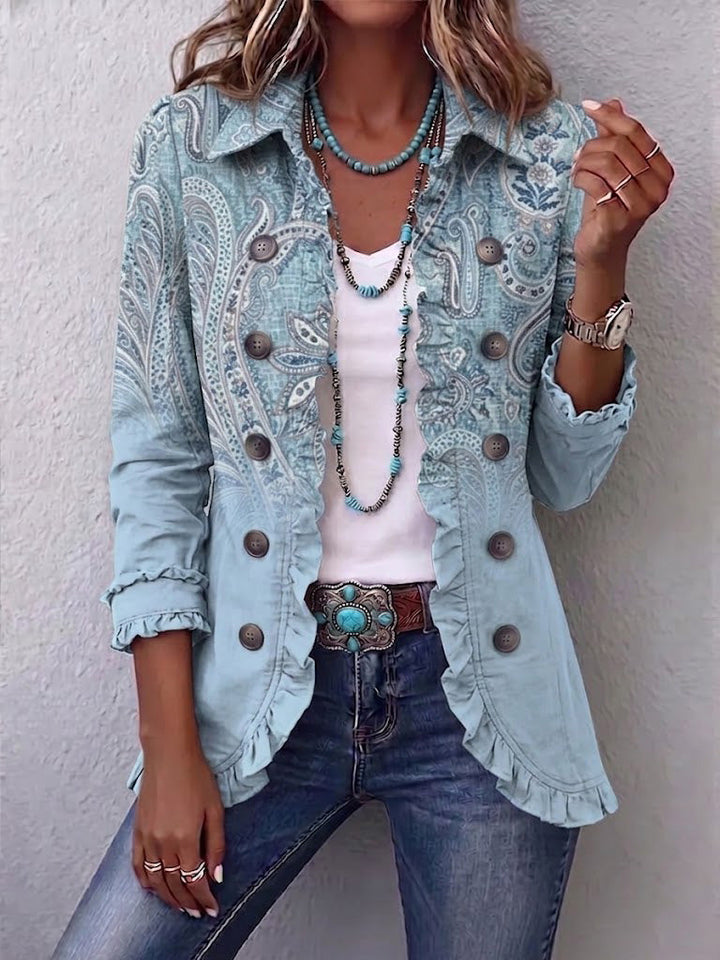 Isabella - Vintage Paisley Print Ruffled Jacket